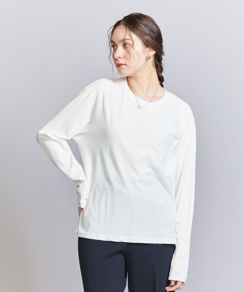 BEAUTY&YOUTH UNITED ARROWS（ビューティーアンドユースユナイテッドアローズ）の「コットン ルーズ ロングスリーブ Tシャツ（Tシャツ/カットソー・レディース・ホワイト/ライトピンク/ダークグレー/その他3/ライトグレー/シャーベット・FREE）」の2枚目の写真