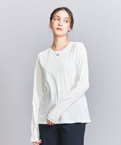 BEAUTY&YOUTH UNITED ARROWS（ビューティーアンドユースユナイテッドアローズ）の「コットン ルーズ ロングスリーブ Tシャツ（Tシャツ/カットソー・レディース・ホワイト/ライトピンク/ダークグレー/その他3/ライトグレー/シャーベット・FREE）」の17枚目の写真
