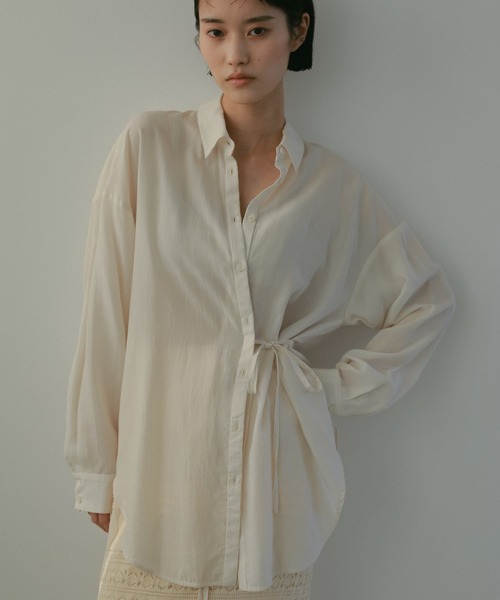 CASA FLINE（カーサフライン）の「リヨセルアシンメトリーコードシャツ（シャツ/ブラウス・レディース・オレンジ/アイボリー・FREE）」の2枚目の写真