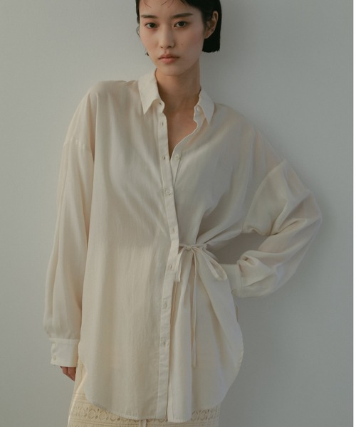 CASA FLINE（カーサフライン）の「リヨセルアシンメトリーコードシャツ（シャツ/ブラウス・レディース・オレンジ/アイボリー・FREE）」の6枚目の写真