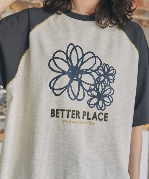 Matin Kim フラワーステッチラグランロゴ　Tシャツ ブラック　Sサイズ Matin Kim] FLOWER STITCH RAGLAN LOGO TOP IN BLACK 正規品