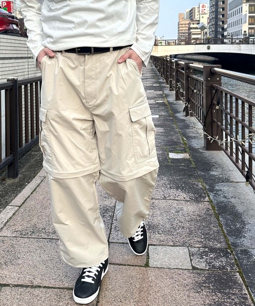 セール】3Way 脱着コンバーチブル ワイドカーゴパンツ 膝丈 ハーフ
