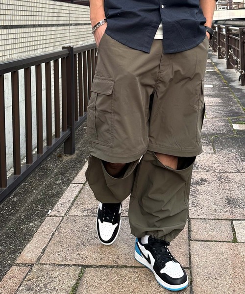 フランクド/カーゴパンツ.ソックス3p ストリングカーゴパンツワイドタック入りジョガーパンツ