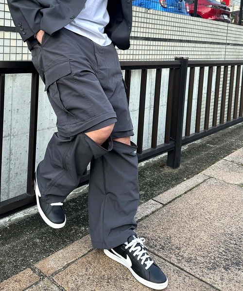 セール】3Way 脱着コンバーチブル ワイドカーゴパンツ 膝丈