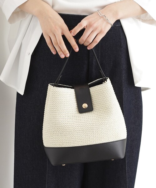 THE SHOP TK (ザ ショップ ティーケー )の「◆合皮×雑材コンビバック【ロゴベルト付】(ショルダーバッグ・レディース・ブラック系4/ブラウン系5・00)」の1枚目の写真