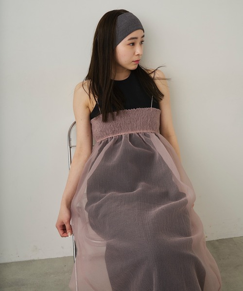 room153(ルームイチゴサン)の「オーガンジーギャザーワンピース【room153】(ワンピース・レディース・ブラック/ピンク/イエロー/オレンジ・FREE)」の14枚目の写真
