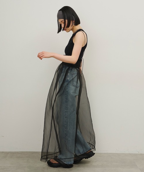 room153(ルームイチゴサン)の「オーガンジーギャザーワンピース【room153】(ワンピース・レディース・ブラック/ピンク/イエロー/オレンジ・FREE)」の10枚目の写真