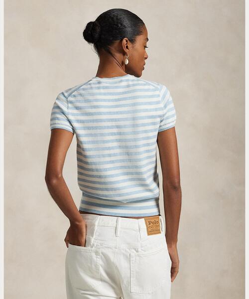 POLO RALPH LAUREN ストライプド ショートスリーブ セーター セール】ストライプド ショートスリーブ セーター（ニット