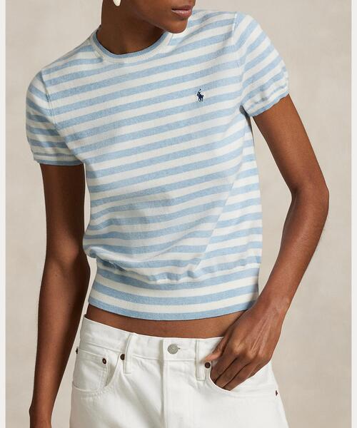 POLO RALPH LAUREN ストライプド ショートスリーブ セーター RALPH LAUREN｜ストライプド コットン ショートスリーブ