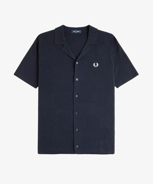 セール】Revere Collar Knitted Polo Shirt／オープンカラー