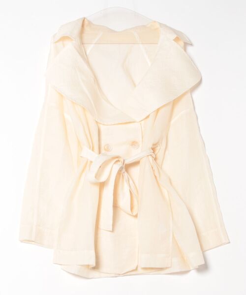 ruffle collar sheer jacket /ラッフルカラー ベルト付き シアー ダブルボタン ジャケット