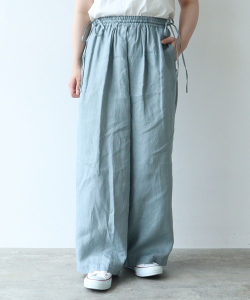 yuni（ユニ　）の「Linen drawstrings パンツ（その他パンツ・レディース・オレンジ/イエロー/グレー/アイボリー/ブラック・FREE）」の3枚目の写真