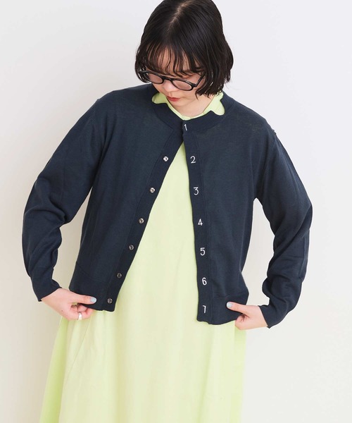 I am I in fact...（アイアムアイインファクト）の「C/Li数字刺繍　クルーカーディガン（カーディガン/ボレロ・レディース・ホワイト/イエロー/チャコールグレー/ピンク/グリーン・FREE）」の11枚目の写真