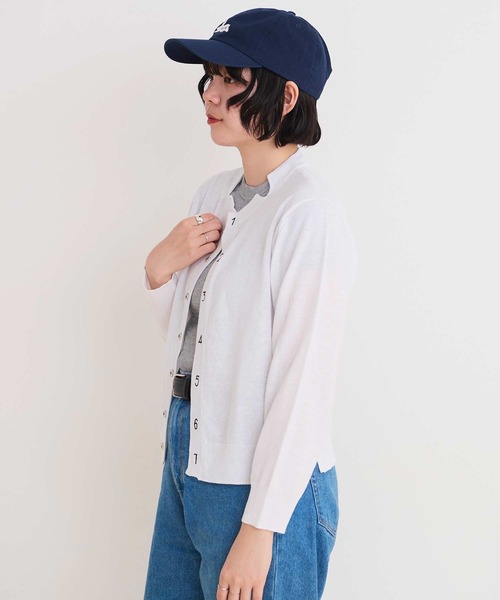 I am I in fact...（アイアムアイインファクト）の「C/Li数字刺繍　クルーカーディガン（カーディガン/ボレロ・レディース・ホワイト/イエロー/チャコールグレー/ピンク/グリーン・FREE）」の9枚目の写真