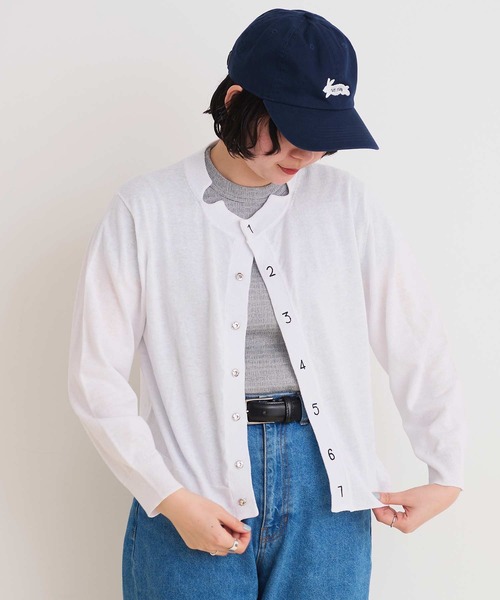 I am I in fact...（アイアムアイインファクト）の「C/Li数字刺繍　クルーカーディガン（カーディガン/ボレロ・レディース・ホワイト/イエロー/チャコールグレー/ピンク/グリーン・FREE）」の10枚目の写真