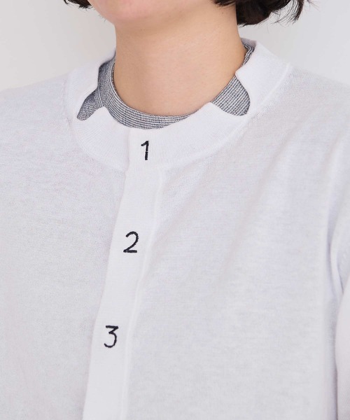 I am I in fact...（アイアムアイインファクト）の「C/Li数字刺繍　クルーカーディガン（カーディガン/ボレロ・レディース・ホワイト/イエロー/チャコールグレー/ピンク/グリーン・FREE）」の6枚目の写真