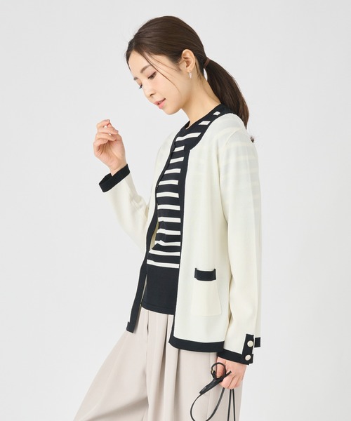 ever closet(エバークローゼット)の「シアーニットカーディガン(カーディガン/ボレロ・レディース・オフホワイト/ブラック・FREE)」の17枚目の写真