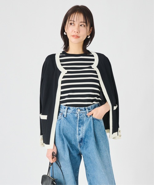 ever closet(エバークローゼット)の「シアーニットカーディガン(カーディガン/ボレロ・レディース・オフホワイト/ブラック・FREE)」の4枚目の写真