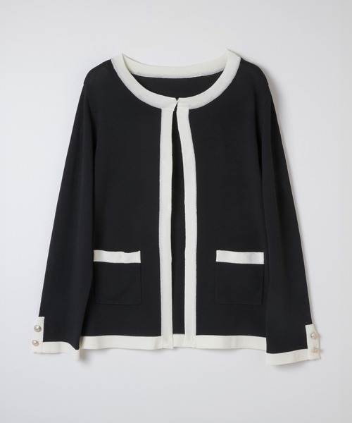 ever closet(エバークローゼット)の「シアーニットカーディガン(カーディガン/ボレロ・レディース・オフホワイト/ブラック・FREE)」の5枚目の写真