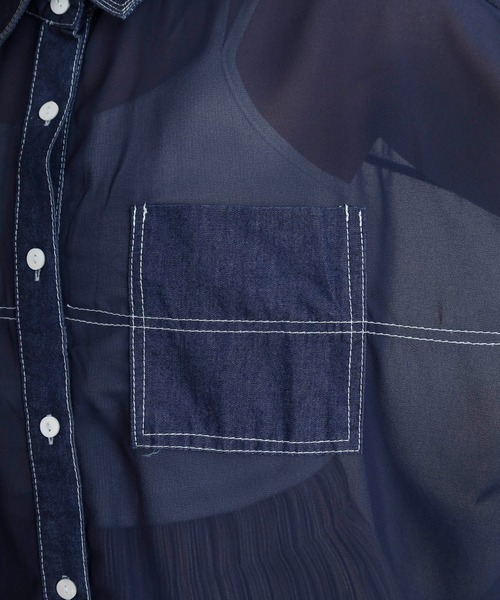 ブラウス シャツ je crois soi レース＆デニム　シャツ レディース FUNALIVE ブラウス シャツ je crois soi 刺繍グラデーション