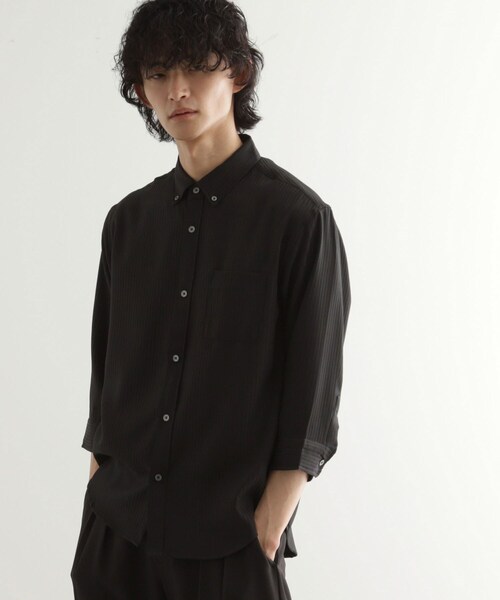 tk.TAKEO KIKUCHI(ティーケータケオキクチ)の「◆七分袖ドビー織シャツ(ビジネスシャツ・メンズ・ブラック系1/ブラック系2/ホワイト系2/ホワイト系3・03/02/04)」の4枚目の写真