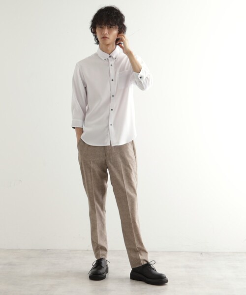 tk.TAKEO KIKUCHI(ティーケータケオキクチ)の「◆七分袖ドビー織シャツ(ビジネスシャツ・メンズ・ブラック系1/ブラック系2/ホワイト系2/ホワイト系3・03/02/04)」の20枚目の写真