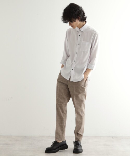 tk.TAKEO KIKUCHI(ティーケータケオキクチ)の「◆七分袖ドビー織シャツ(ビジネスシャツ・メンズ・ブラック系1/ブラック系2/ホワイト系2/ホワイト系3・03/02/04)」の21枚目の写真