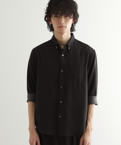 tk.TAKEO KIKUCHI(ティーケータケオキクチ)の「◆七分袖ドビー織シャツ(ビジネスシャツ・メンズ・ブラック系1/ブラック系2/ホワイト系2/ホワイト系3・03/02/04)」の6枚目の写真