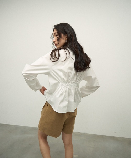 ブラウス シャツ EMBROIDERY SHIRTS/エンブロイダリーシャツ レディース ADAM ET ROPE' ブラウス シャツ 「EMOELLE」ステッチエンブロイ