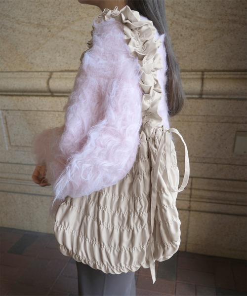 KOBE LETTUCE（コウベレタス）の「[ yuiさんコラボ ] シャーリングバッグ（トートバッグ・レディース・アイボリー/ベージュ/グリーン/ブラック・F）」の10枚目の写真