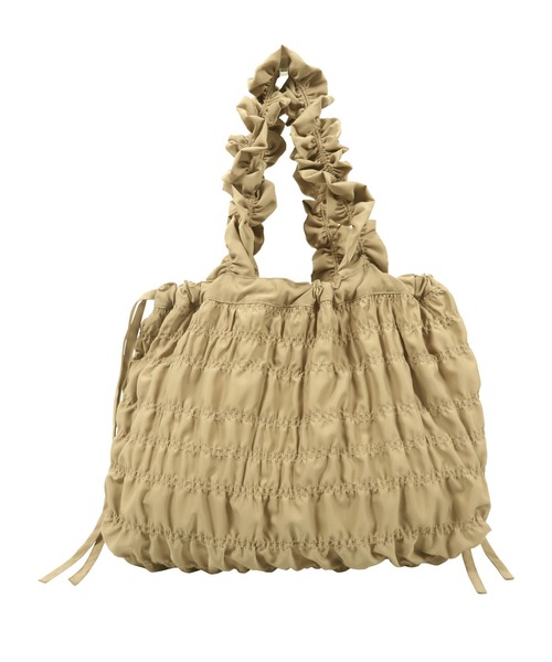 KOBE LETTUCE（コウベレタス）の「[ yuiさんコラボ ] シャーリングバッグ（トートバッグ・レディース・アイボリー/ベージュ/グリーン/ブラック・F）」の12枚目の写真