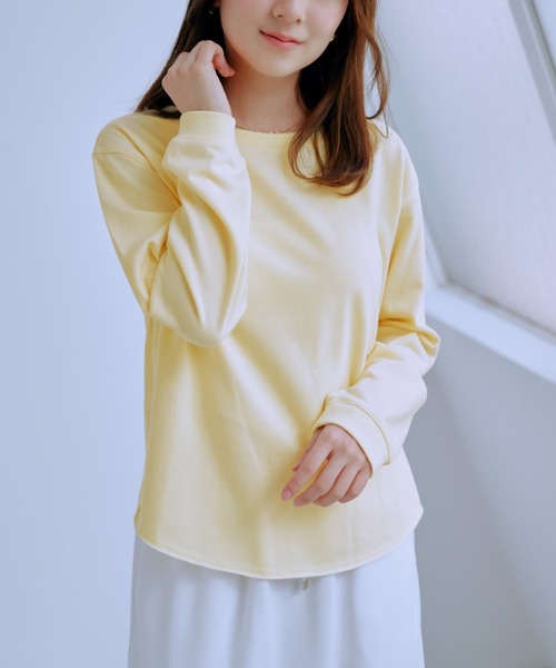 COHINA(コヒナ)の「カットアウトライトスウェットロンT 【低身長・小柄女性】(スウェット・レディース・グレー/イエロー/ホワイト/グリーン・ONE SIZE)」の4枚目の写真
