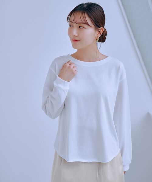 COHINA(コヒナ)の「カットアウトライトスウェットロンT 【低身長・小柄女性】(スウェット・レディース・グレー/イエロー/ホワイト/グリーン・ONE SIZE)」の5枚目の写真