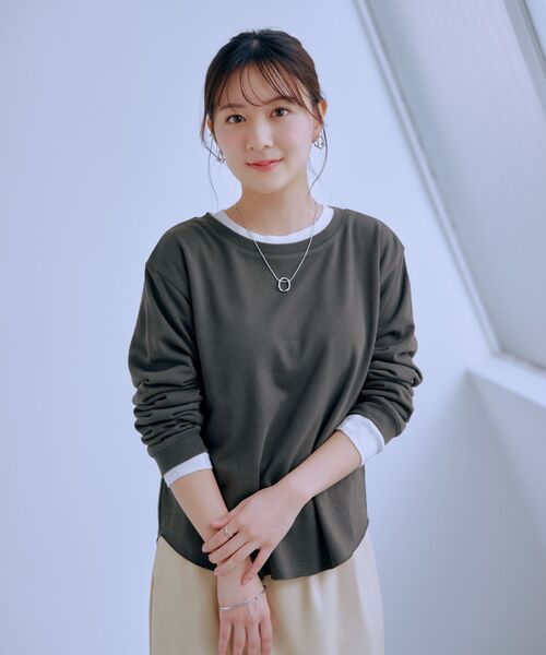 お歳暮 のし カットアウトライトスウェットロンT 【低身長・小柄女性 トップス