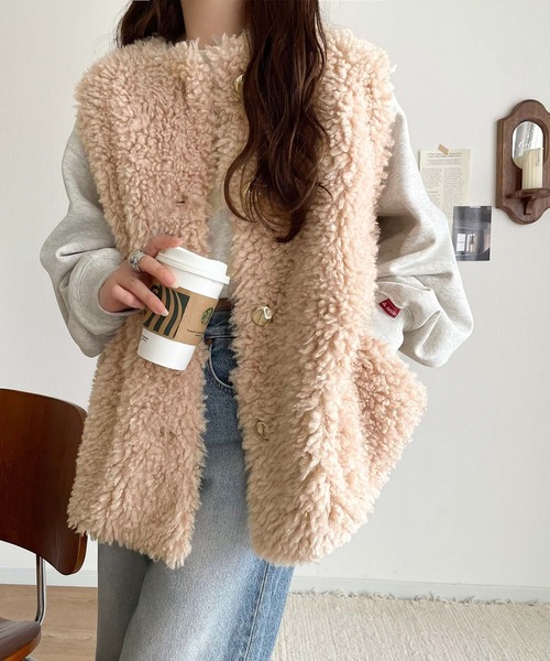 CLORE＋ プードルベスト ボアベスト ベージュ CLORE＋ プードルベスト ボアベスト ベージュ CLORE＋ プードルベスト