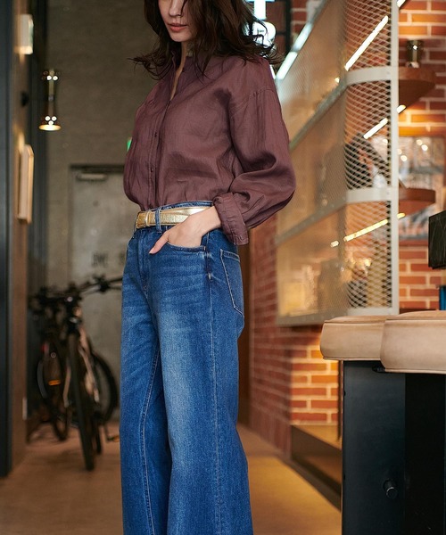 Jines(ジネス)の「バイオ加工ベーシック麻シャツ(シャツ/ブラウス・レディース・ライトベージュ/ブラウン/ベージュ・38)」の21枚目の写真