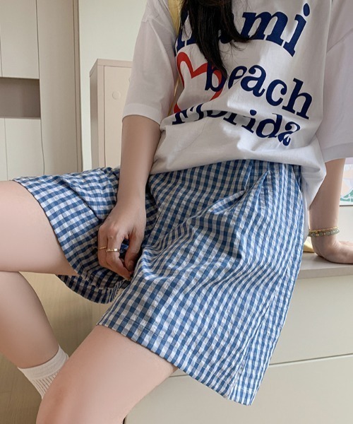 Teem Store（チームストア）の「ギンガムチェックイージーショートパンツ（その他パンツ・レディース・ライトブルー/ブラック/ピンク/ブルー・M/L）」の14枚目の写真
