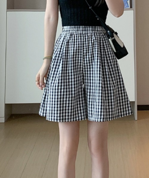 Teem Store（チームストア）の「ギンガムチェックイージーショートパンツ（その他パンツ・レディース・ライトブルー/ブラック/ピンク/ブルー・M/L）」の6枚目の写真