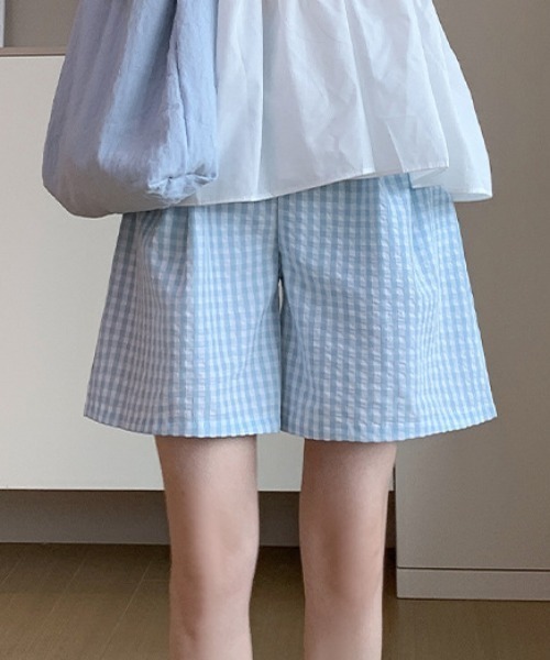 Teem Store（チームストア）の「ギンガムチェックイージーショートパンツ（その他パンツ・レディース・ライトブルー/ブラック/ピンク/ブルー・M/L）」の10枚目の写真
