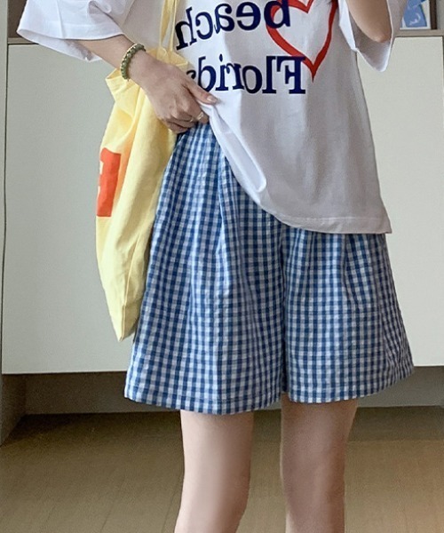 Teem Store（チームストア）の「ギンガムチェックイージーショートパンツ（その他パンツ・レディース・ライトブルー/ブラック/ピンク/ブルー・M/L）」の16枚目の写真