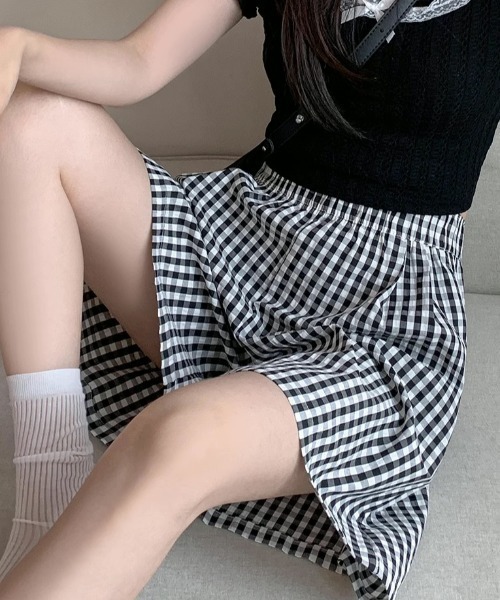 Teem Store（チームストア）の「ギンガムチェックイージーショートパンツ（その他パンツ・レディース・ライトブルー/ブラック/ピンク/ブルー・M/L）」の9枚目の写真