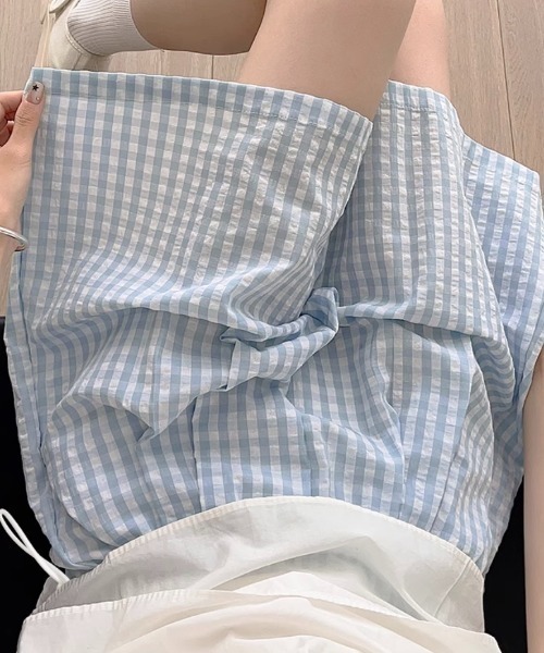 Teem Store（チームストア）の「ギンガムチェックイージーショートパンツ（その他パンツ・レディース・ライトブルー/ブラック/ピンク/ブルー・M/L）」の13枚目の写真