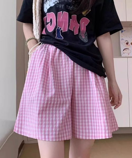 Teem Store（チームストア）の「ギンガムチェックイージーショートパンツ（その他パンツ・レディース・ライトブルー/ブラック/ピンク/ブルー・M/L）」の19枚目の写真