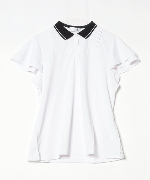 ALPEN / SPORTS DEPO SELECT(アルペンスポーツデポセレクト)の「ルコックスポルティフ ゴルフ ルコックゴルフ_(Aラインシルエット)キャップスリーブ半袖シャツ(シャツ/ブラウス・レディース・ホワイト/ブラック・M/L/XL)」の1枚目の写真