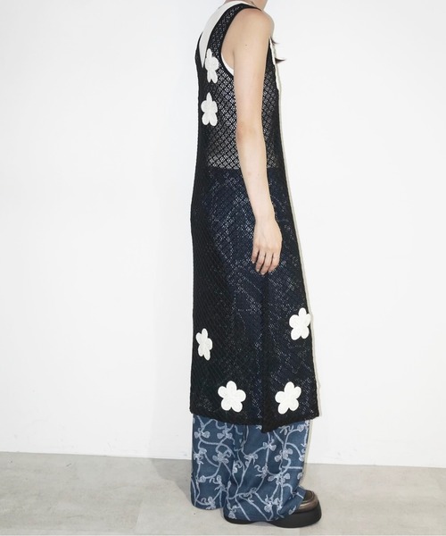 musubore（ムスボレ）の「2way flower wappen mesh OP / フラワーワッペンワンピース（ワンピース・レディース・ブラック・FREE）」の9枚目の写真