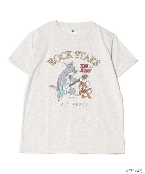 Tom&Jerry(トムアンドジェリー)の「【公式】トムとジェリー 天竺半袖BOX型Tシャツ(Tシャツ/カットソー・レディース・グレー/グレー系/オートミール/スミクロ・M/L)」の4枚目の写真