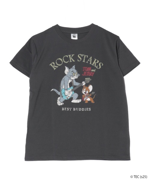 Tom&Jerry(トムアンドジェリー)の「【公式】トムとジェリー 天竺半袖BOX型Tシャツ(Tシャツ/カットソー・レディース・グレー/グレー系/オートミール/スミクロ・M/L)」の2枚目の写真