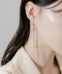メタルサークルロングチェーンピアス