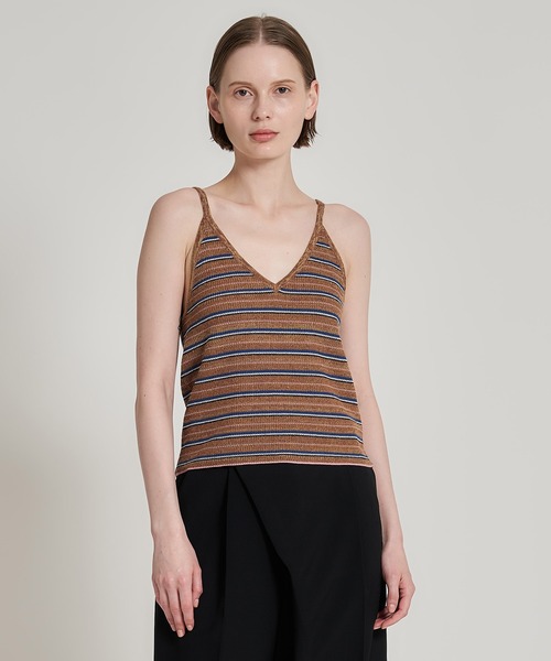 ESTNATION（エストネーション）の「ESTNATION / マルチボーダー キャミソール（キャミソール・レディース・ライトホワイト/ブラウン系その他・FREE）」の2枚目の写真