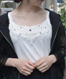 axes femme | ビジュー×蝶レースタンク(タンクトップ)